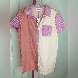 NWT SOLID & STRIPED Red and Pink Casual Button Down Shirt
